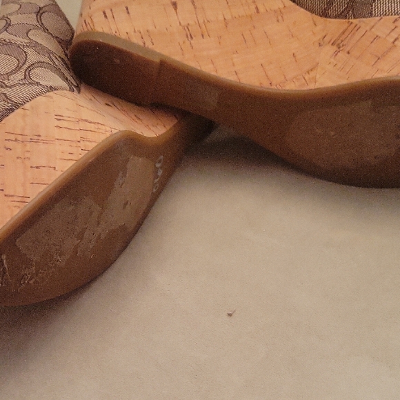 Coach Brown Patterned Wedge Sandals - Picture 2 of 4